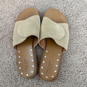 rag & bone Tan Suede Slide Mules